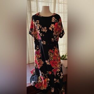 Apt. 9 Black Floral Dress with Ruffle 1X